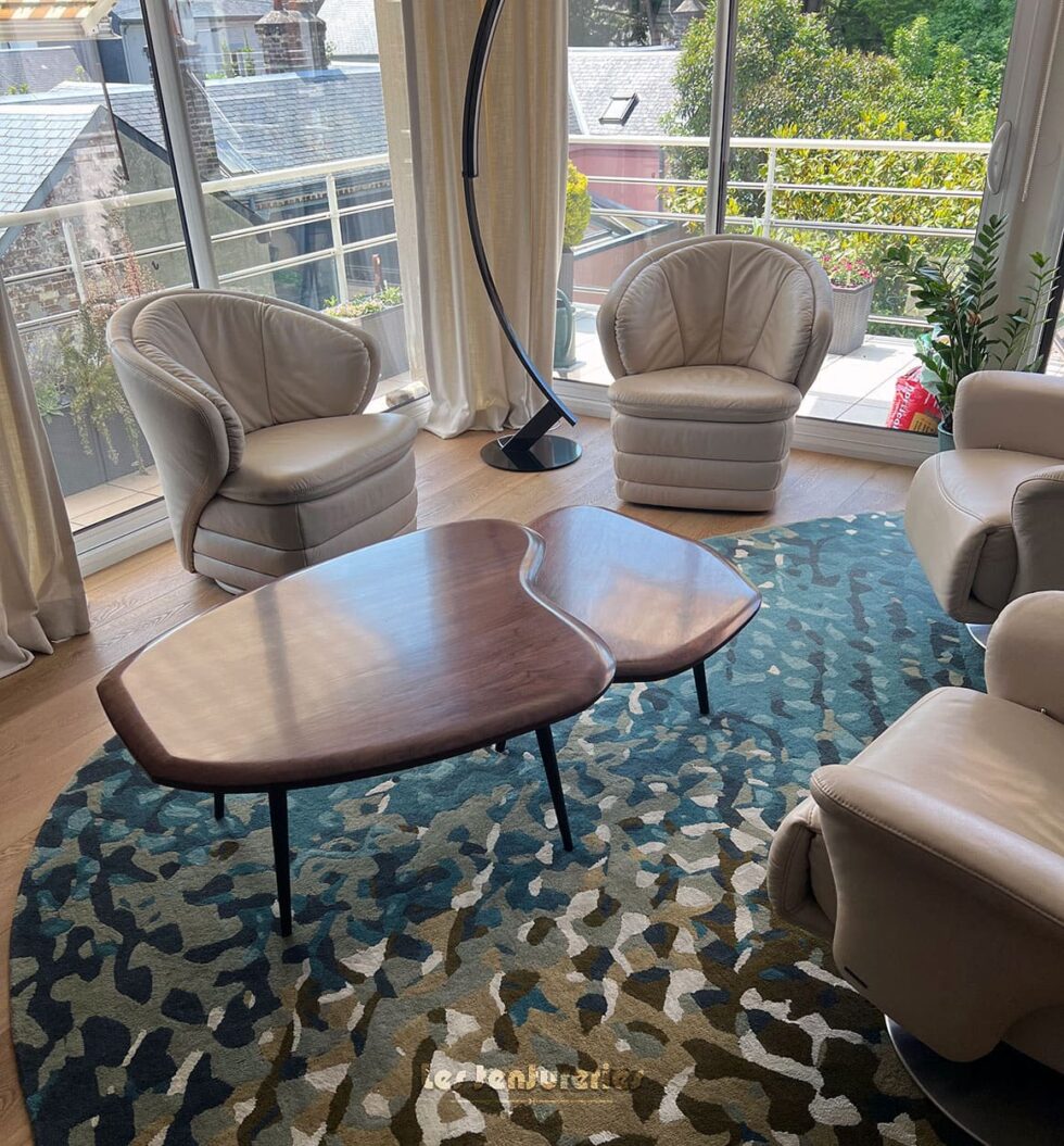 Aménagement d'un salon, pièce d'ébénisterie et tapisserie