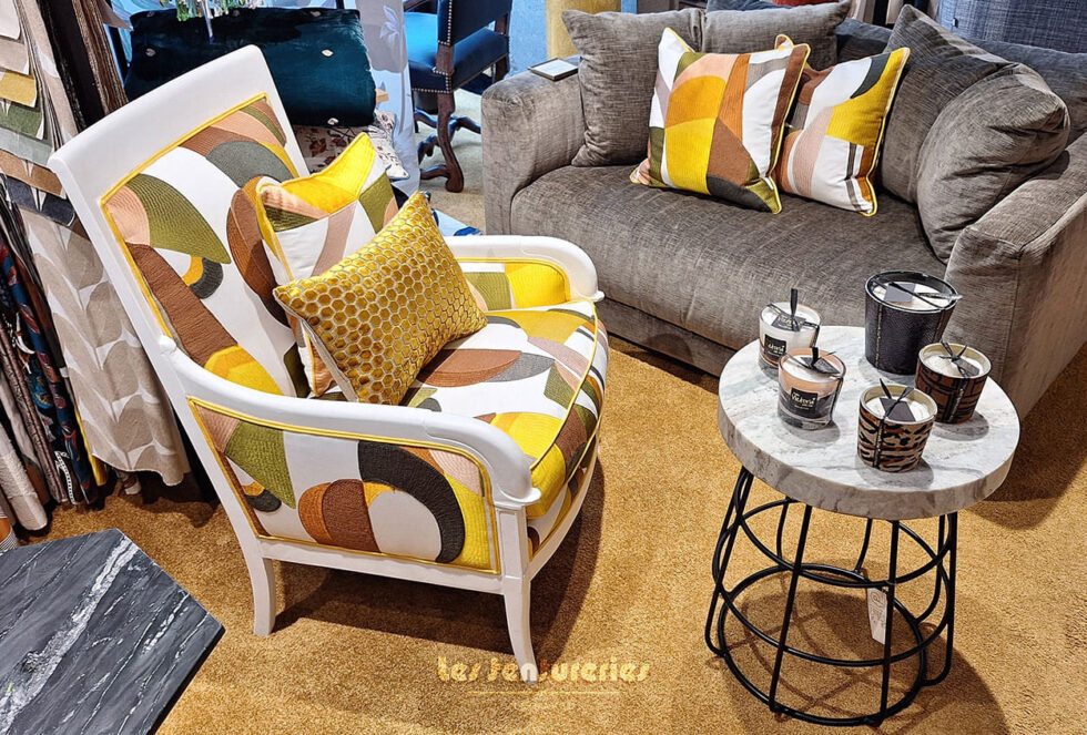 Siège tapissier et coussins